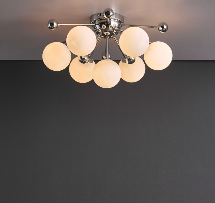 Ursa 7Lt Flush Light- Polished Chrome and Opal Glass