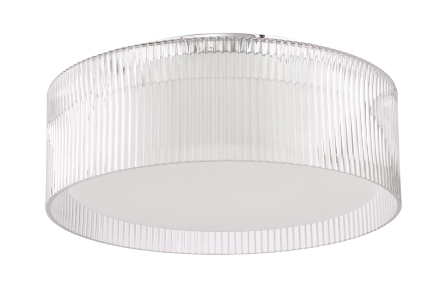Geryon 3Lt Bathroom Ceiling Light-  Polished Chrome and Ribbed Glass IP44