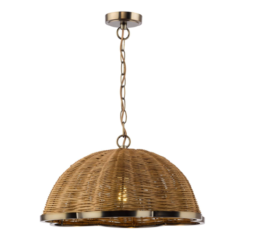 Cusco Pendant-  Satin Bronze and Dark Rattan Shade