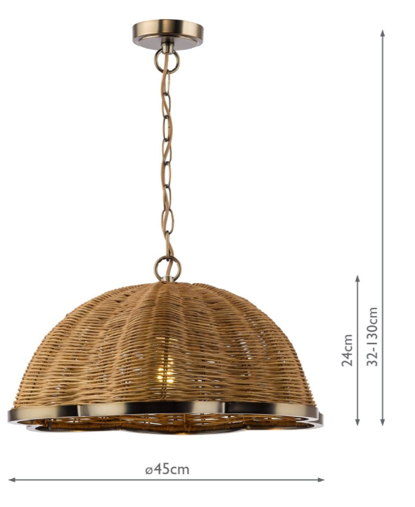 Cusco Pendant-  Satin Bronze and Dark Rattan Shade