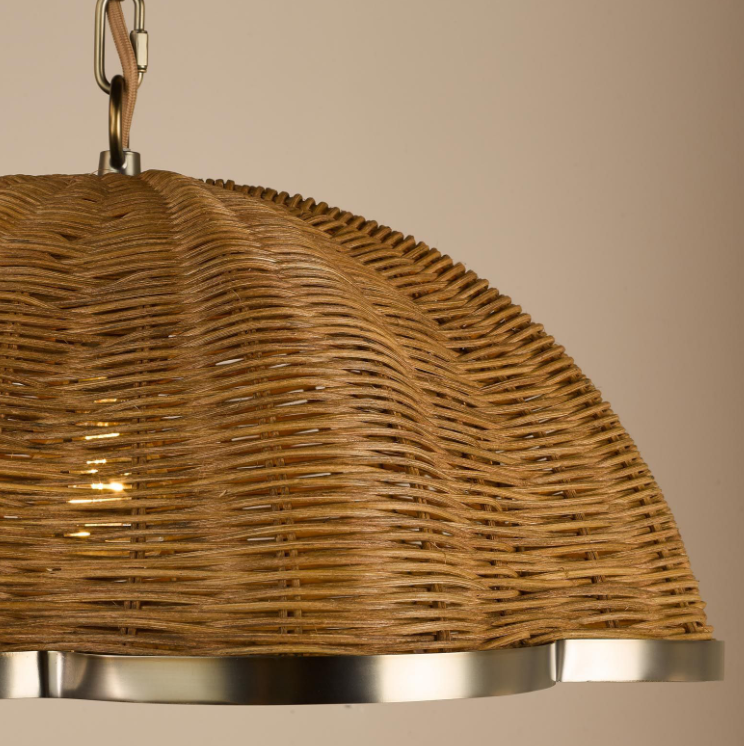 Cusco Pendant-  Satin Bronze and Dark Rattan Shade