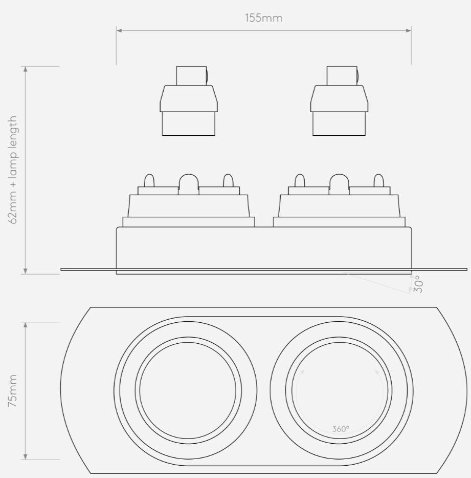 Trimless Twin Adjustable- Square/ Round