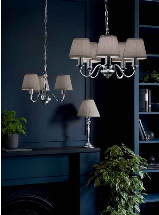 Ellis 5Lt Multi-Arm Pendant - Ivory with Shades