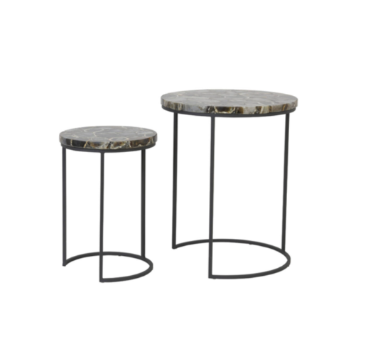 Axat Side Table- Antique Bronze/ Brown Black Finishes