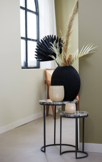 Axat Side Table- Antique Bronze/ Brown Black Finishes
