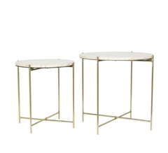 Besot Side Table- Marble Brown Gold