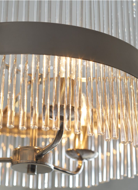 Alexa 5lt Pendant Polished Nickel Glass Rods