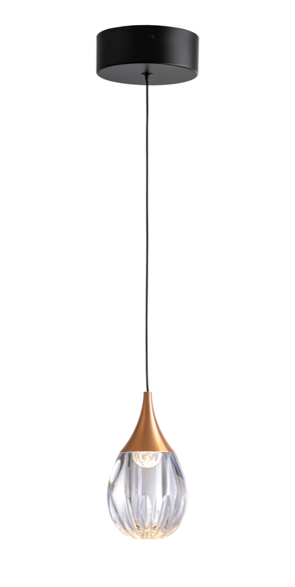 Corina Sinlge Pendant Light- Black-Copper Finish