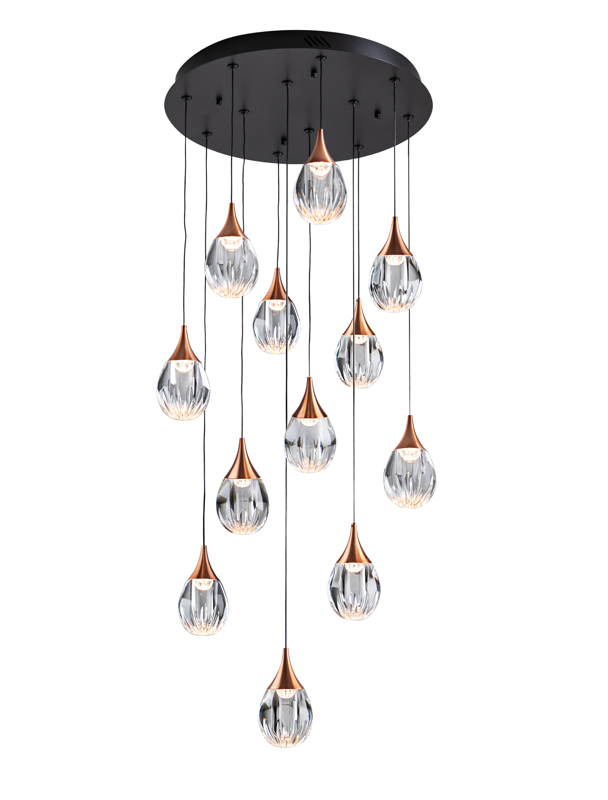 Corina 12Lt Large Cluster Light-  Black Copper