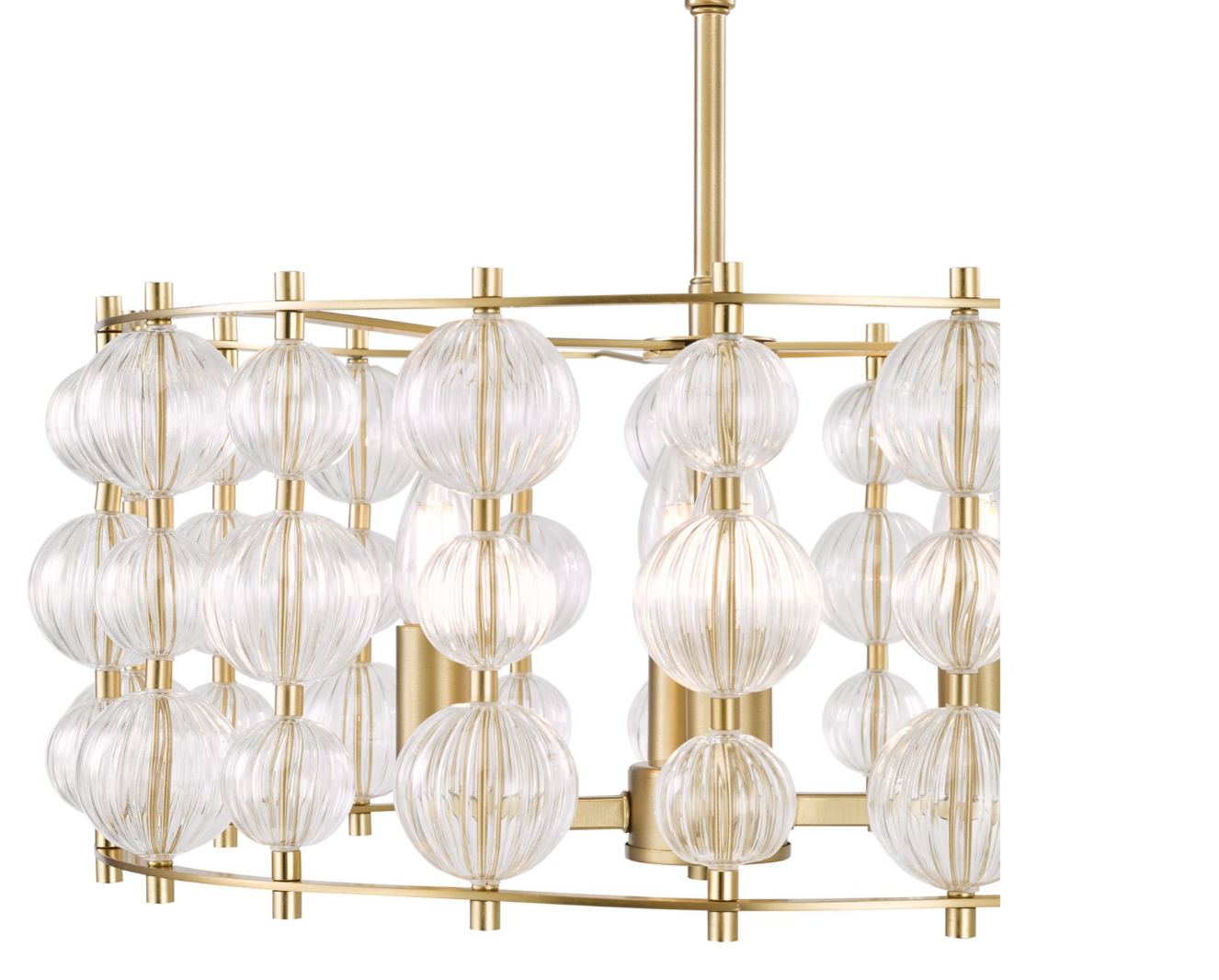 Yuridia 4 Light Pendant Satin Gold and Ribbed Glass