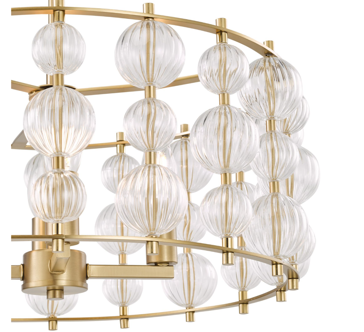 Yuridia 4 Light Pendant Satin Gold and Ribbed Glass