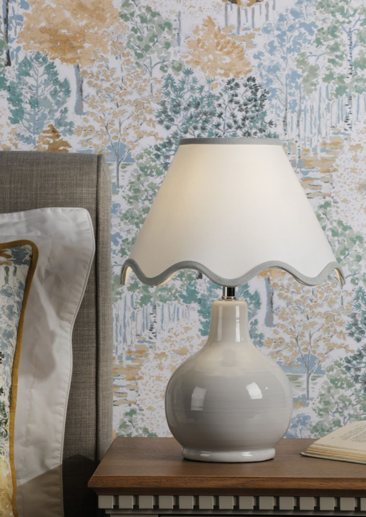 Bramhope Table Lamp- Grey Ceramic With Shade