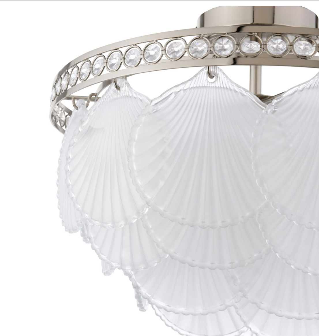 Caverton 4 Lt Semi-Flush Light- Polished Nickel and White Glass