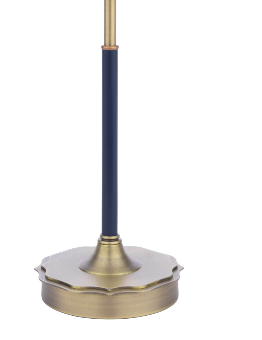 Denwick Table Lamp- Matt Antique Brass and Satin Blue With Shade
