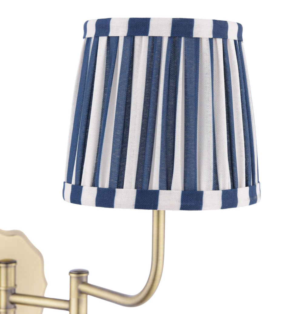 Denwick Wall Light- Matt Antique Brass and Satin Blue With Shade