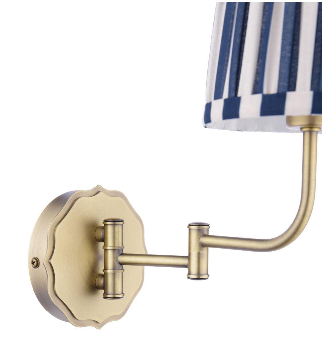 Denwick Wall Light- Matt Antique Brass and Satin Blue With Shade