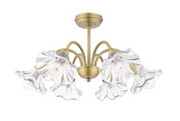 Kerswell 6Lt Semi Flush Ceiling Light- Matt Antique Brass and Glass
