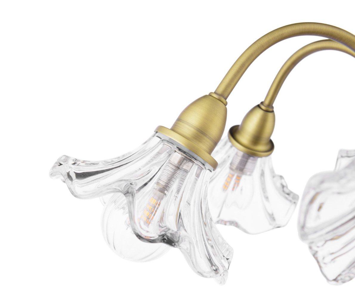 Kerswell 6Lt Semi Flush Ceiling Light- Matt Antique Brass and Glass