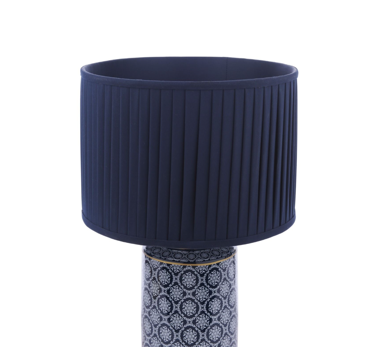 Knipton Table Lamp- Blue Ceramic and Antique Brass With Shade