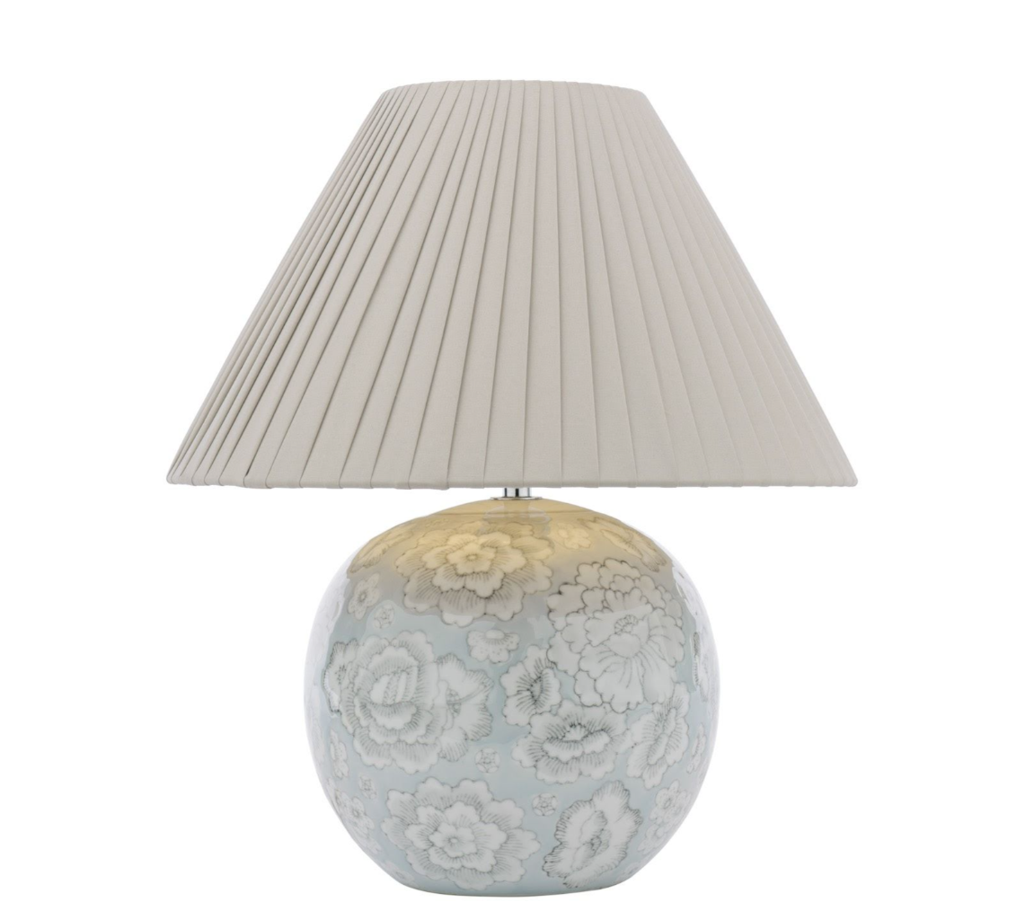 Montford Table Lamp- Blue Ceramic With Shade