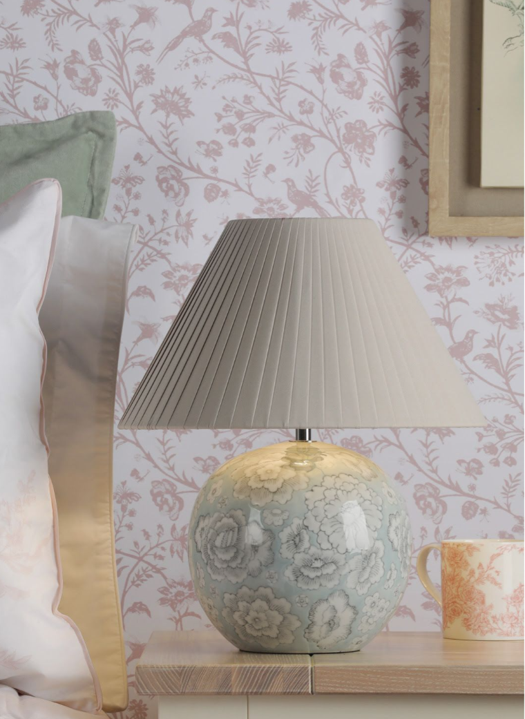Montford Table Lamp- Blue Ceramic With Shade