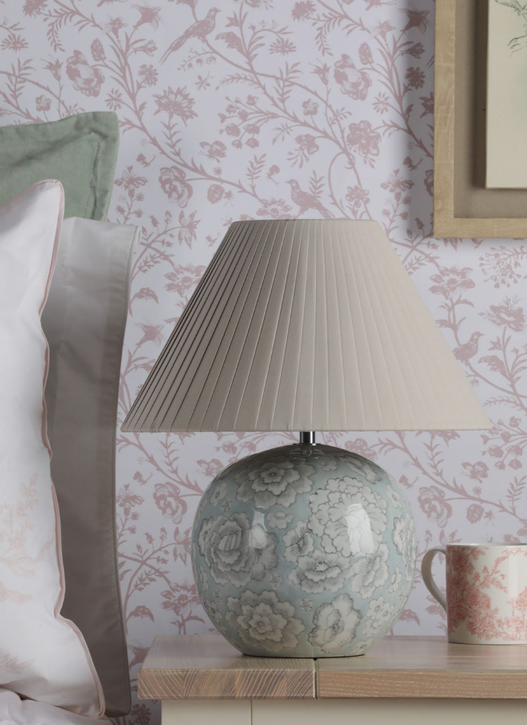 Montford Table Lamp- Blue Ceramic With Shade
