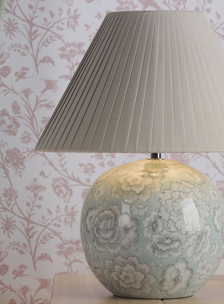 Montford Table Lamp- Blue Ceramic With Shade