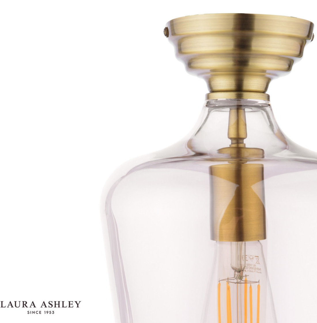 Ockley Semi Flush Ceiling Light- Antique Brass/ Matt Black & Glass Finishes