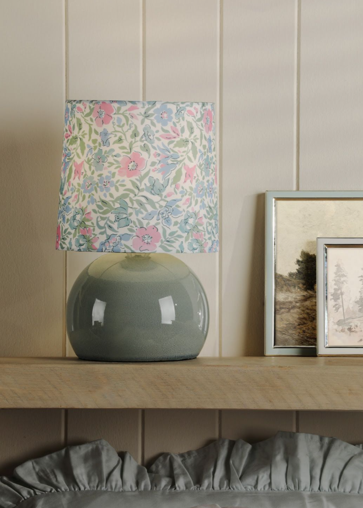 Sherston Table Lamp- Blue Crackle Glaze With Shade