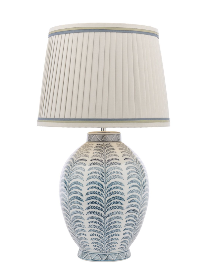 Stannard Table Lamp- Blue Ceramic With Shade