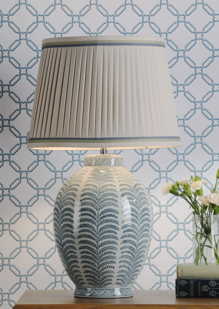 Stannard Table Lamp- Blue Ceramic With Shade