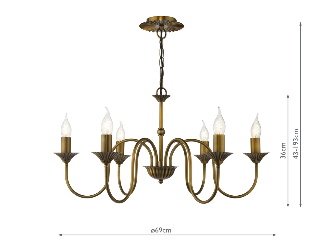 Lydian 6 Light Pendant- Antique Bronze Fitting Only