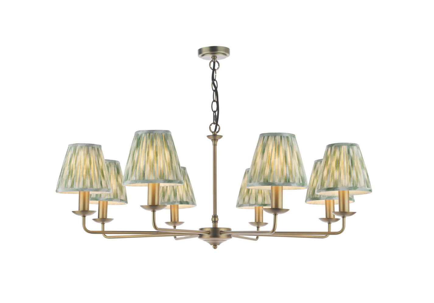 Favian 8 Lt Ceiling Light- Matt Bronze with Red/ Green Shades