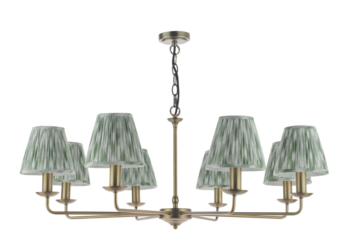 Favian 8 Lt Ceiling Light- Matt Bronze with Red/ Green Shades