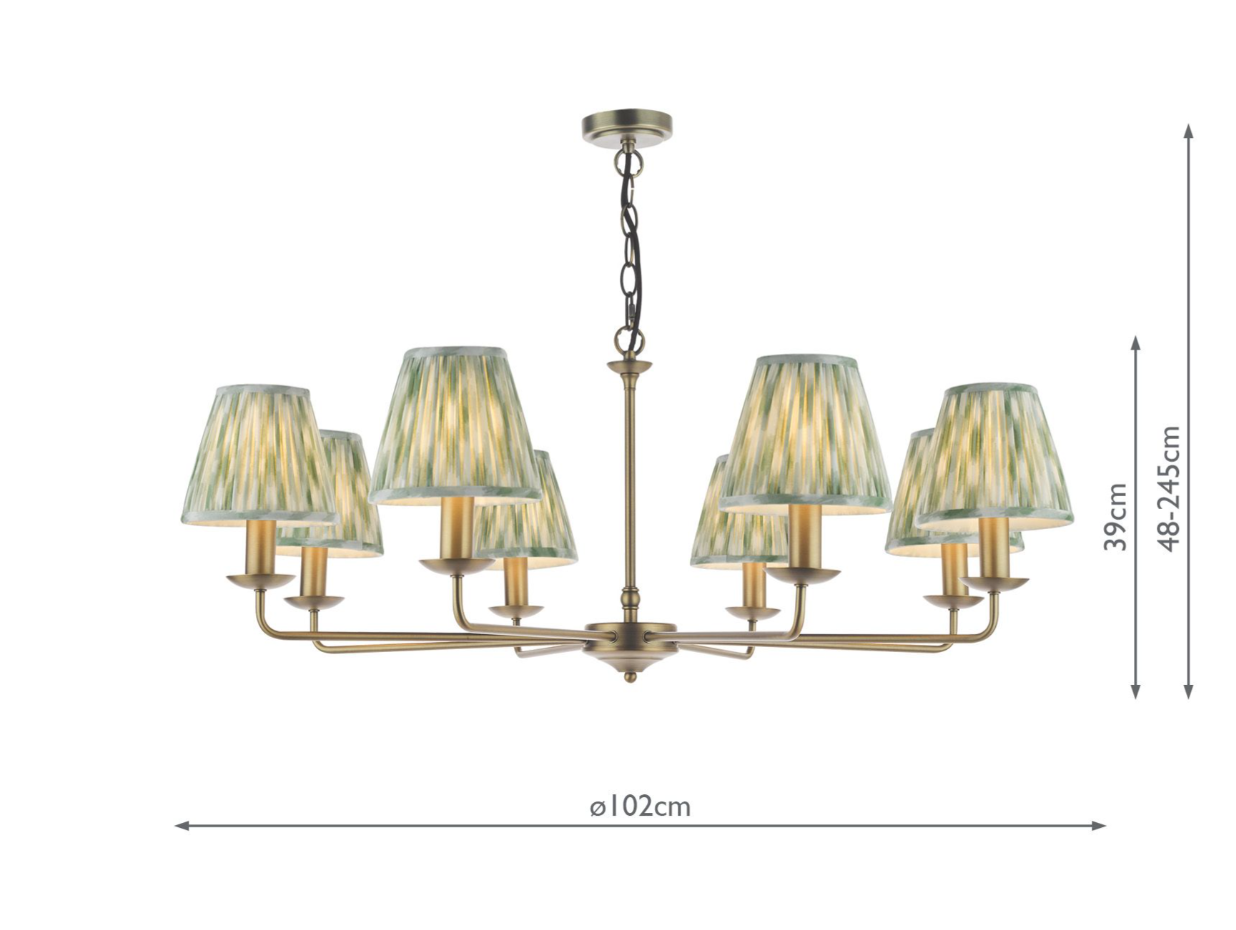 Favian 8 Lt Ceiling Light- Matt Bronze with Red/ Green Shades