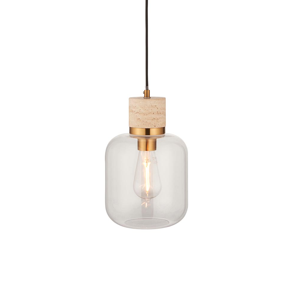 Travi Pendant Light- Clear/ Ribbed Glass Finish