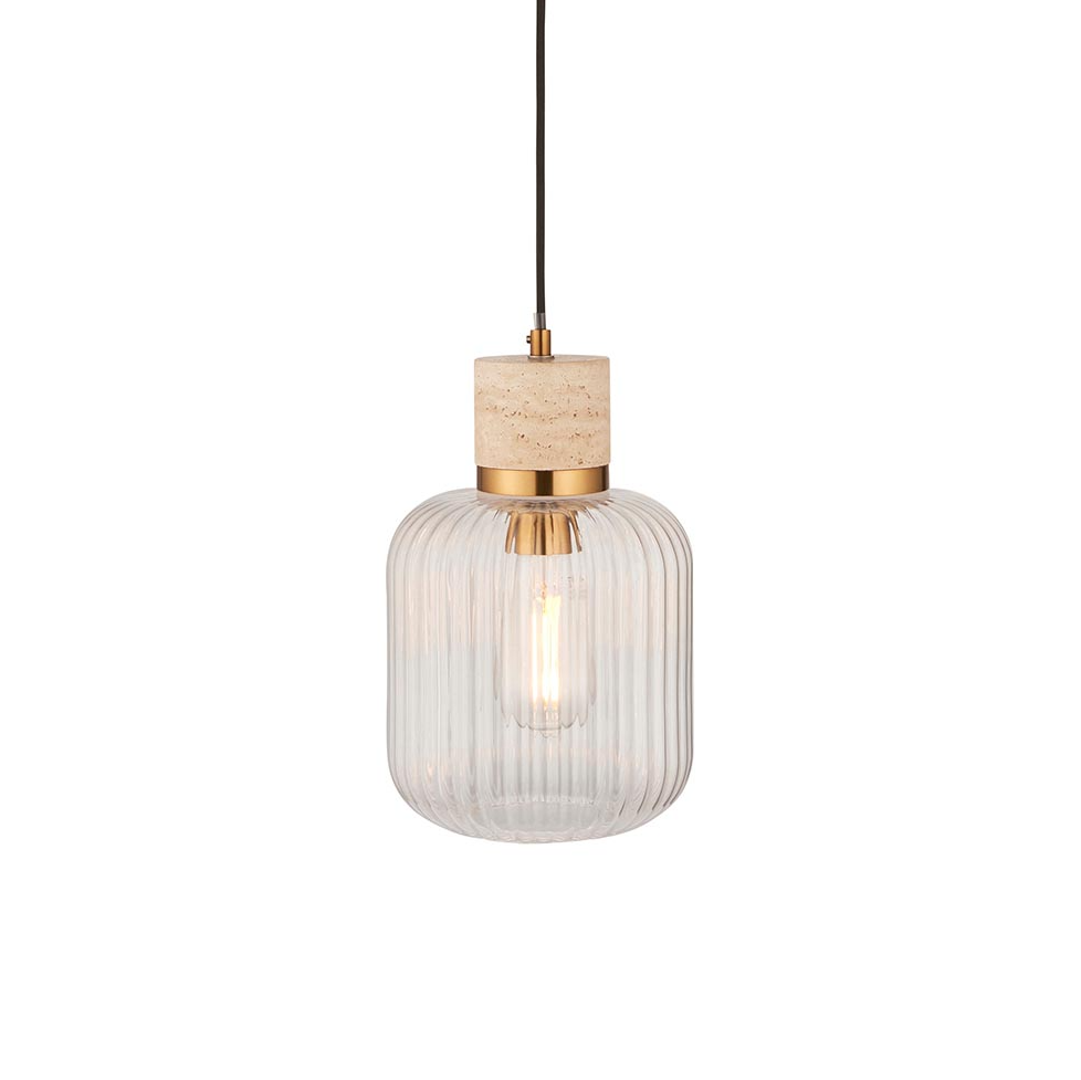 Travi Pendant Light- Clear/ Ribbed Glass Finish