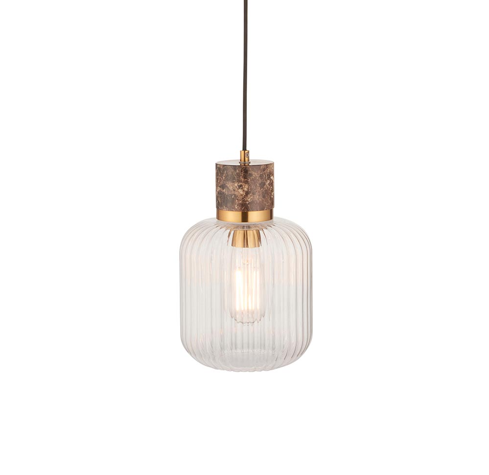 Travi Pendant Light- Clear/ Ribbed Glass Finish
