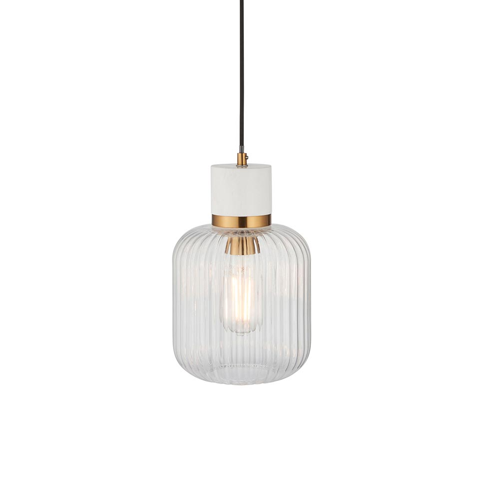 Travi Pendant Light- Clear/ Ribbed Glass Finish