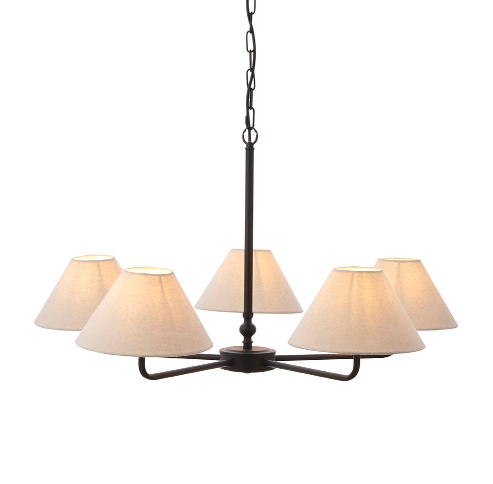 Lille 5lt Hanging Ceiling Lights- Black/ Brass Finishes