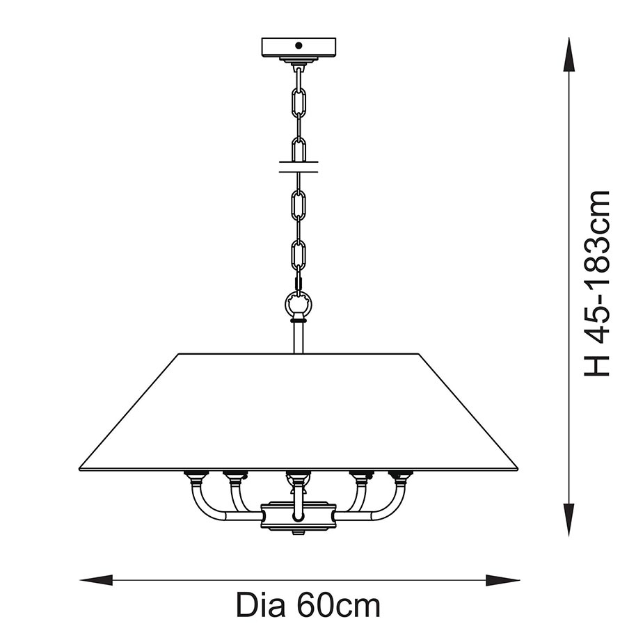 Lille 5lt Ceiling Light- Black/ Brass Base Finishes