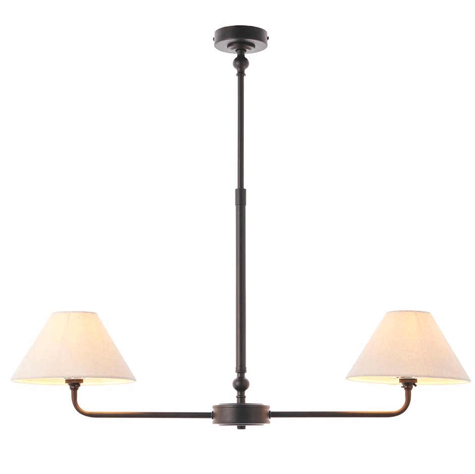 Lille 16cm 2Lt Linear Pendant- Matt Black/ Brass Finishes