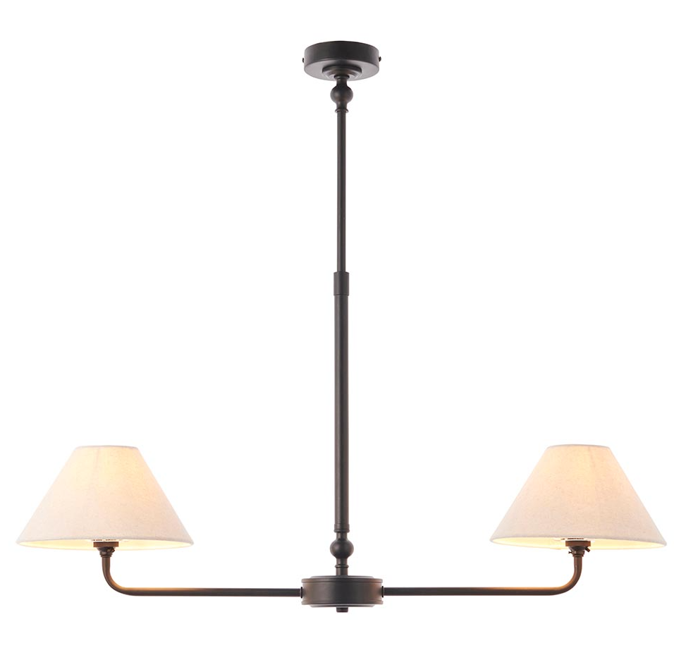 Lille 16cm 2Lt Linear Pendant- Matt Black/ Brass Finishes