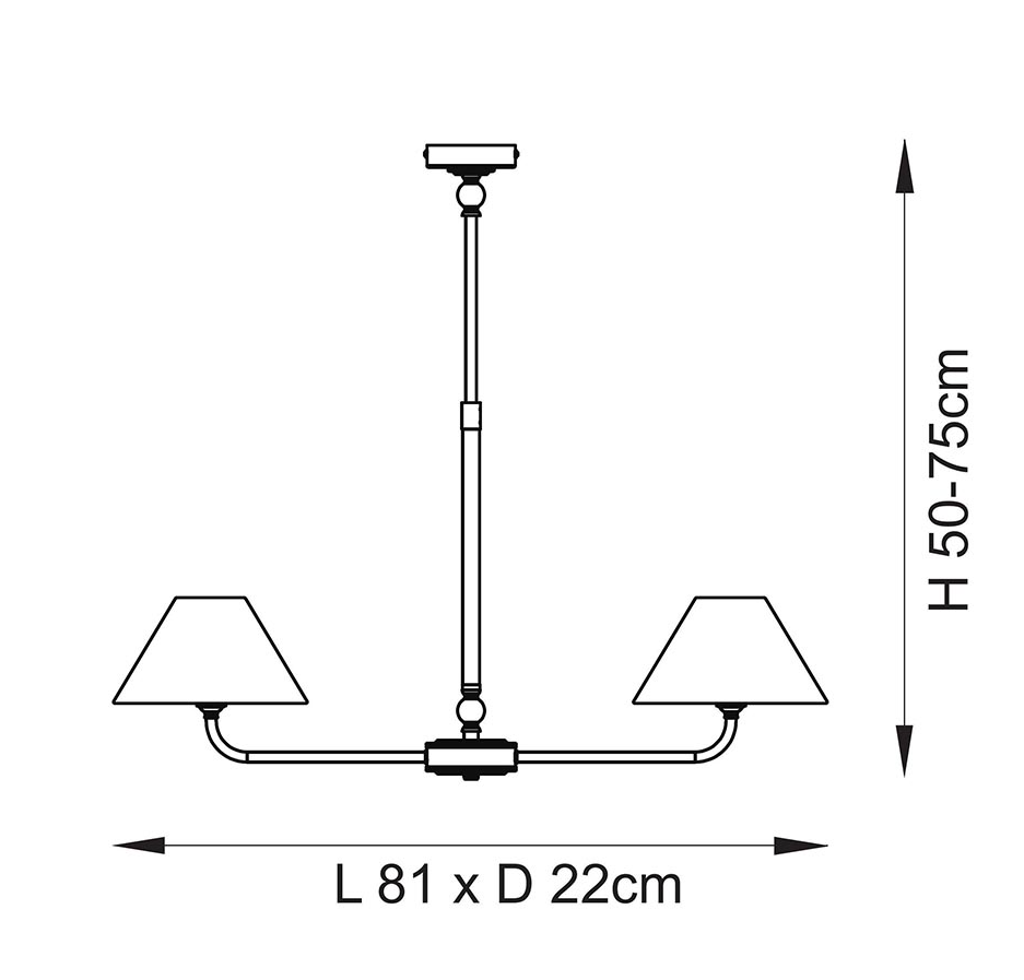 Lille 16cm 2Lt Linear Pendant- Matt Black/ Brass Finishes