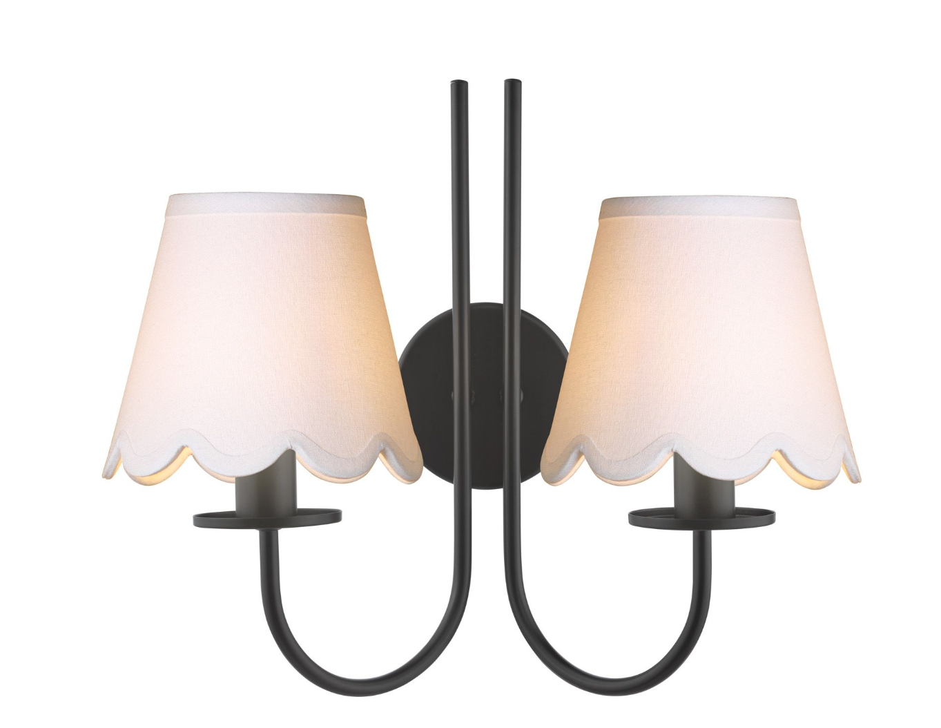 Becca 2 Light Wall Light- Matt Black & Green Shades