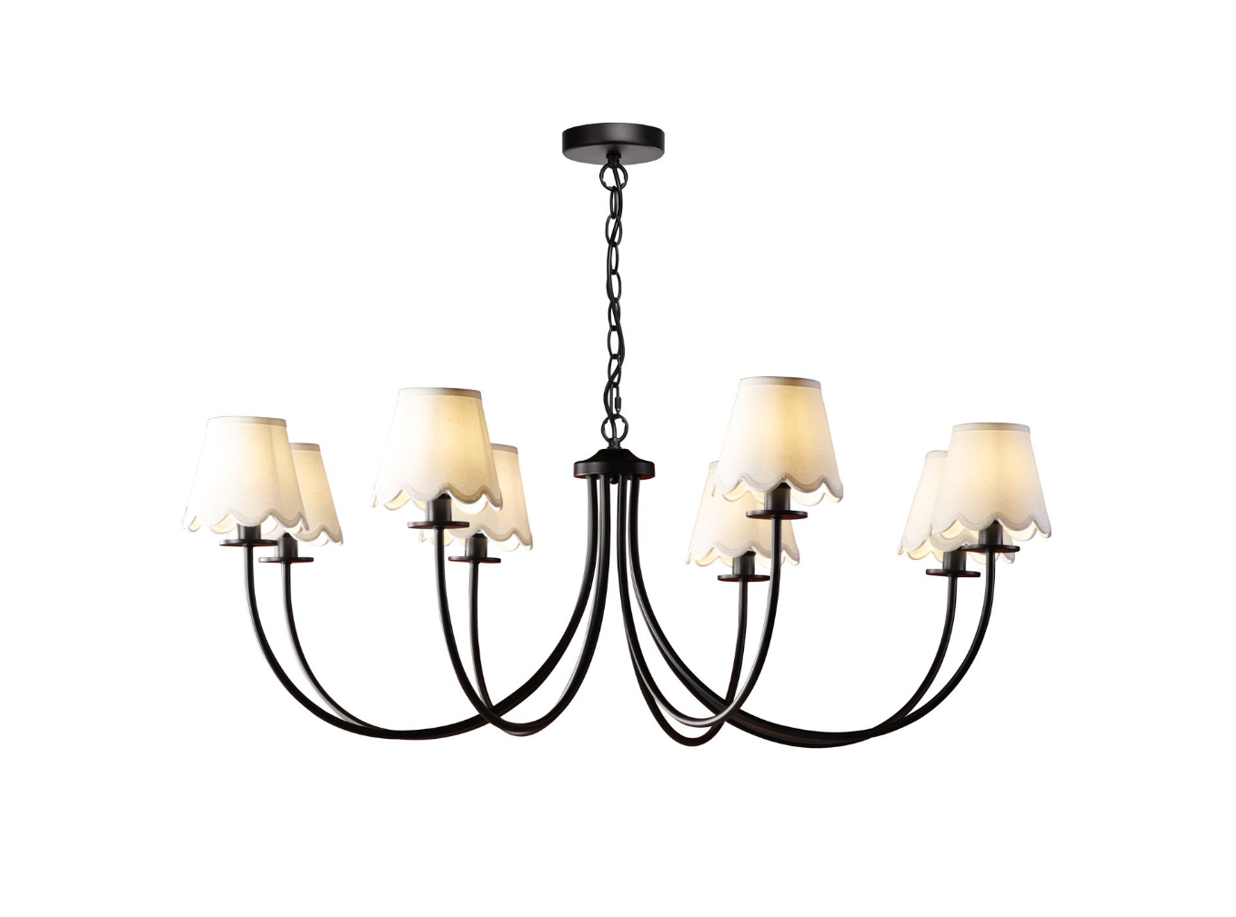 Becca 8 Light Ceiling Light- Matt Black With Green Shades