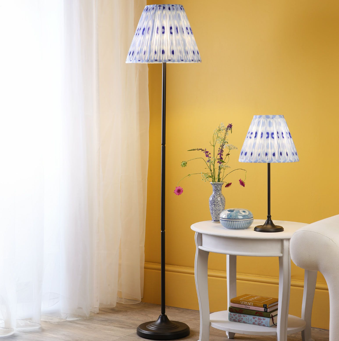 Padme Table Lamp- Matt Black w White & Blue Shades E14
