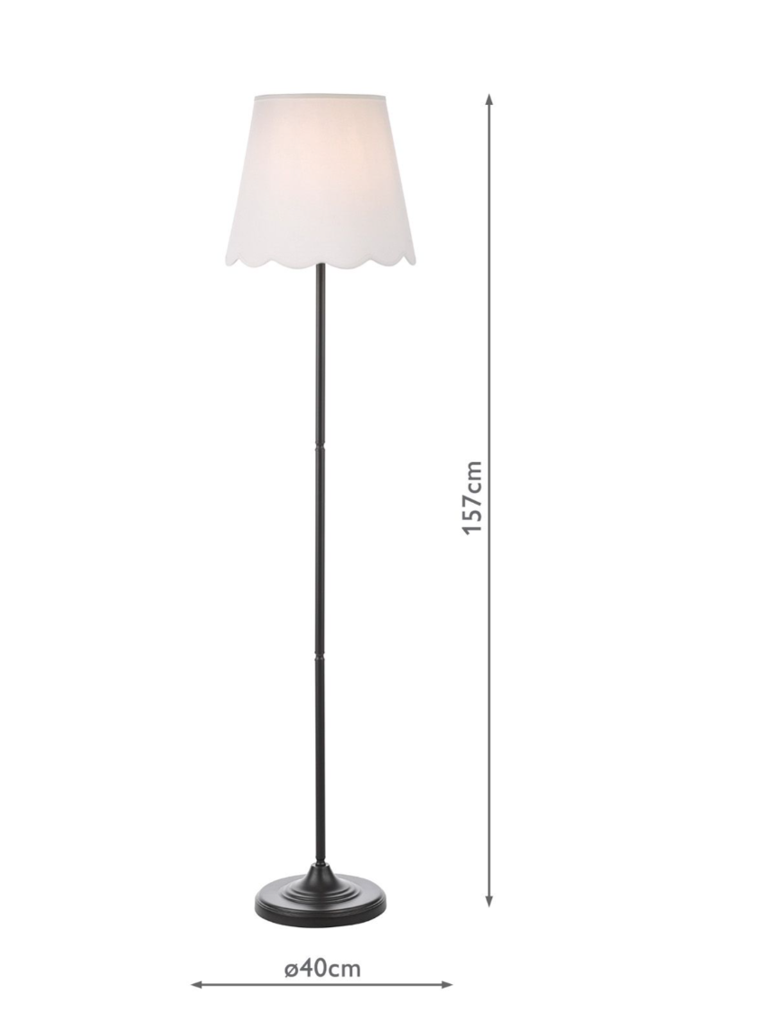 Padme Floor Lamp Matt Black-White & Blue Cotton Mix Shades