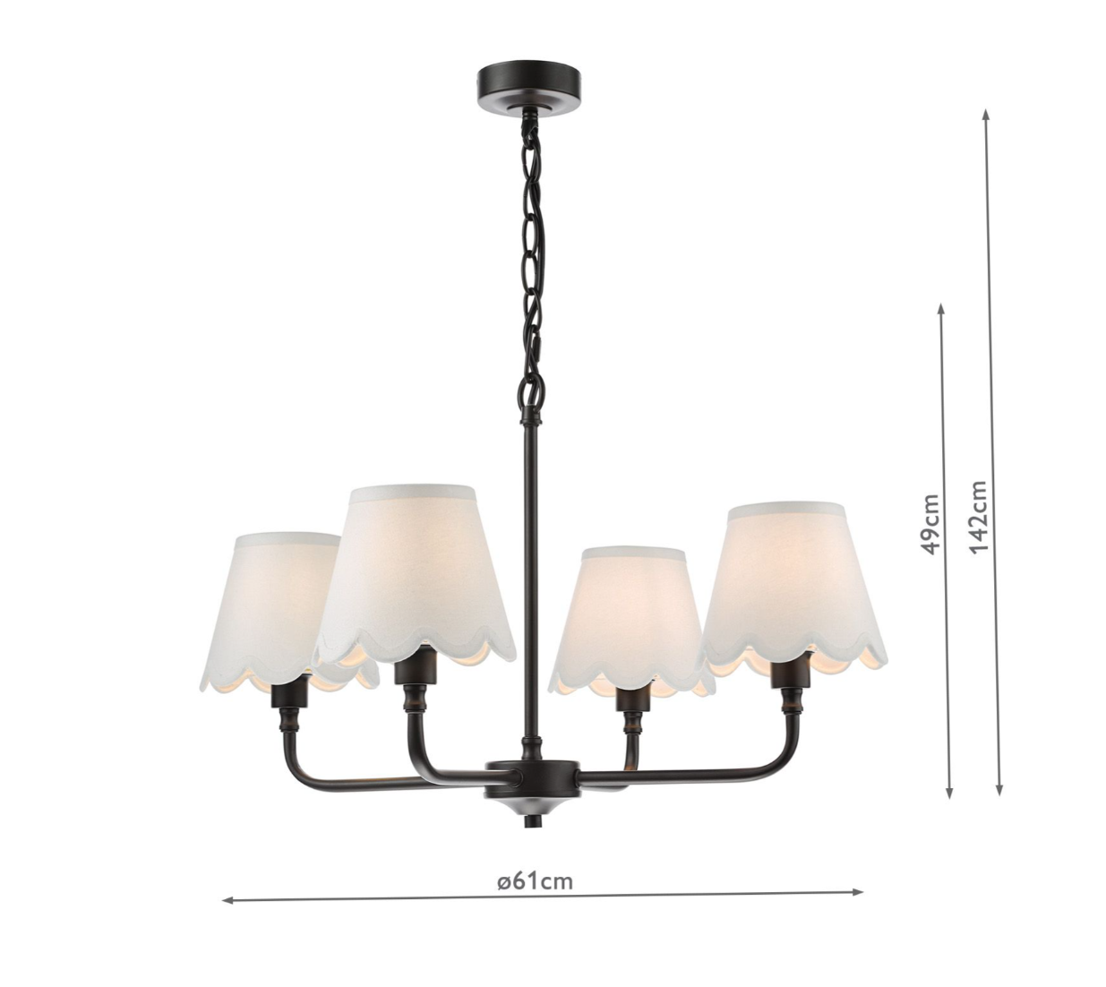 Padme 4 Light Pendant- Matt Black With White & Blue Shades