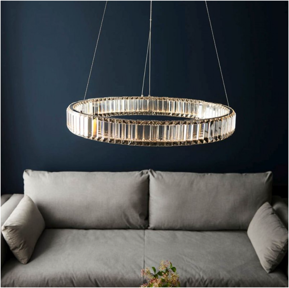 Nico Polished Chrome LED Pendant with Crystal